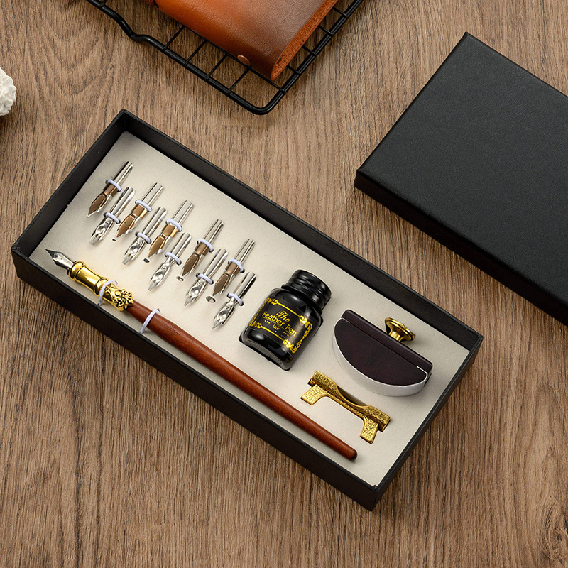 Retro Wooden Stick Dip Pen Set - Writing Tools 评论和价格