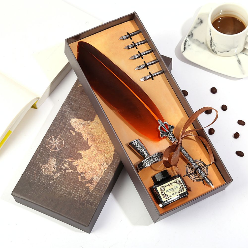 Retro Feather Quill Dip Pen Se - Writing Tools 评论和价格